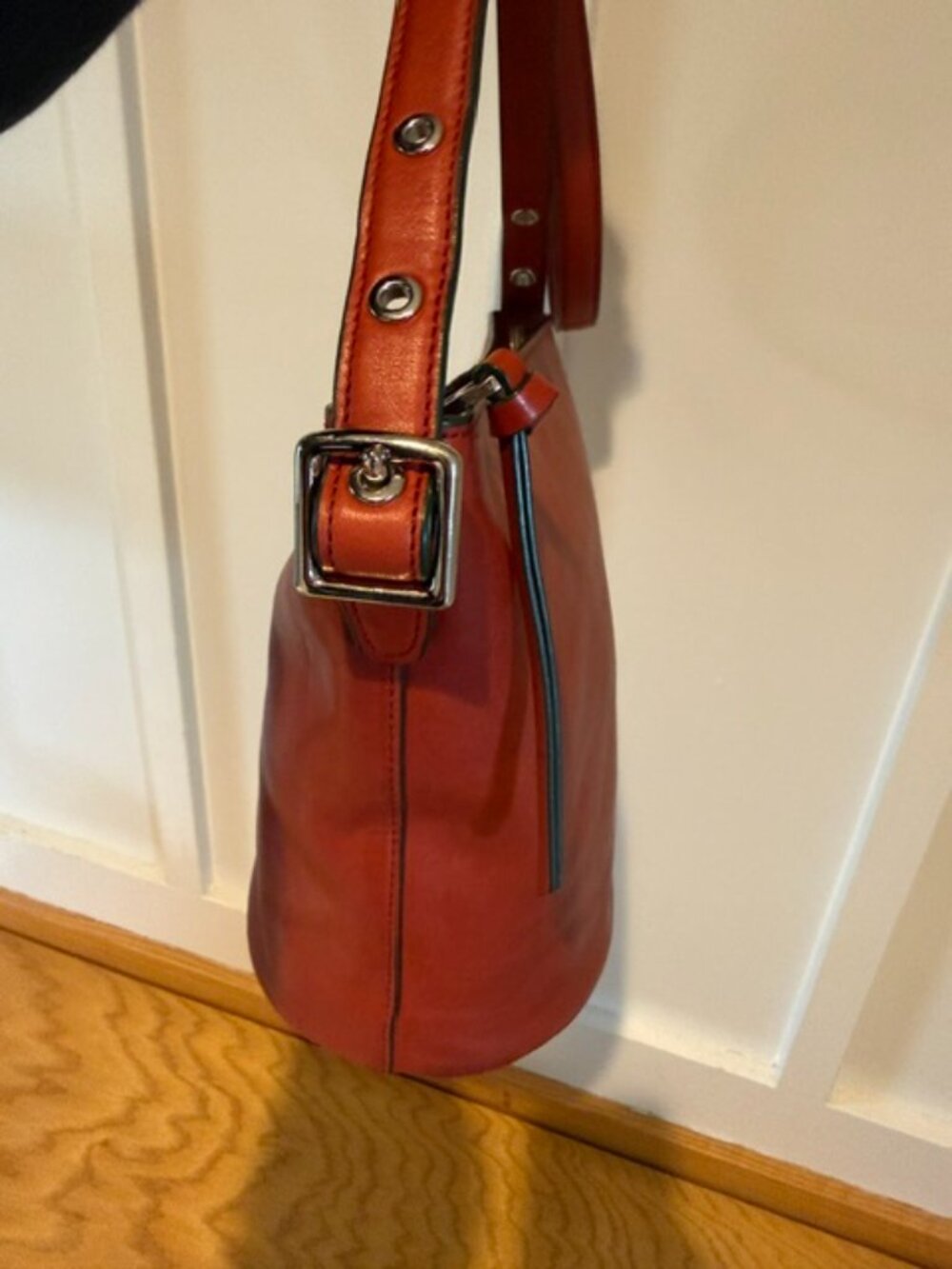 Coach Bleecker 32281 Reddish Orange Leather Mini Duffle Crossbody - Picture 8 of 10